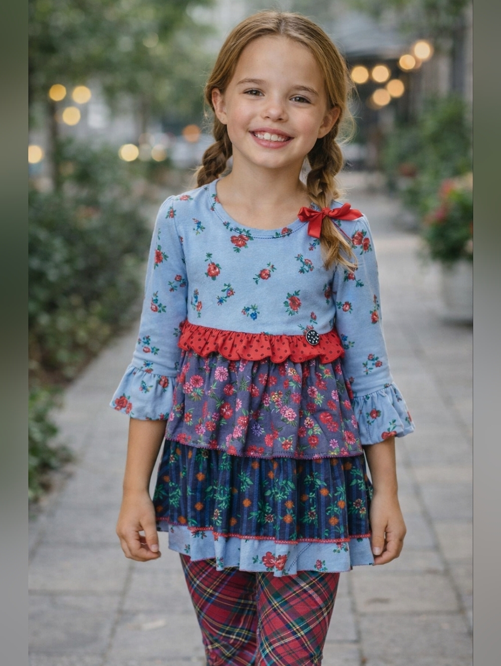 Matilda Jane Choose Your Own Path Floral Ruffle Tunic Top Girls Boutique Sz 6